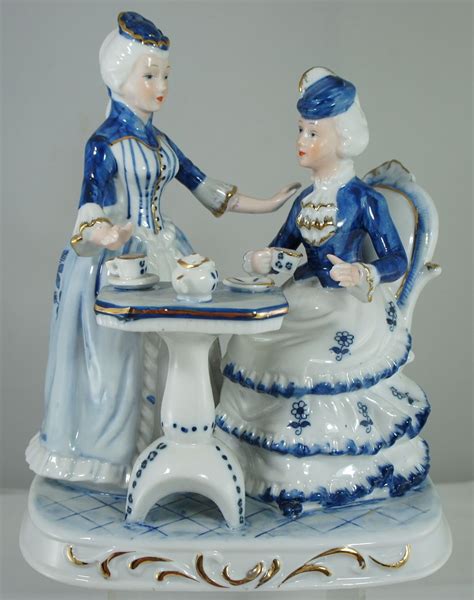 white and blue porcelain figurines|vintage blue and white porcelain.